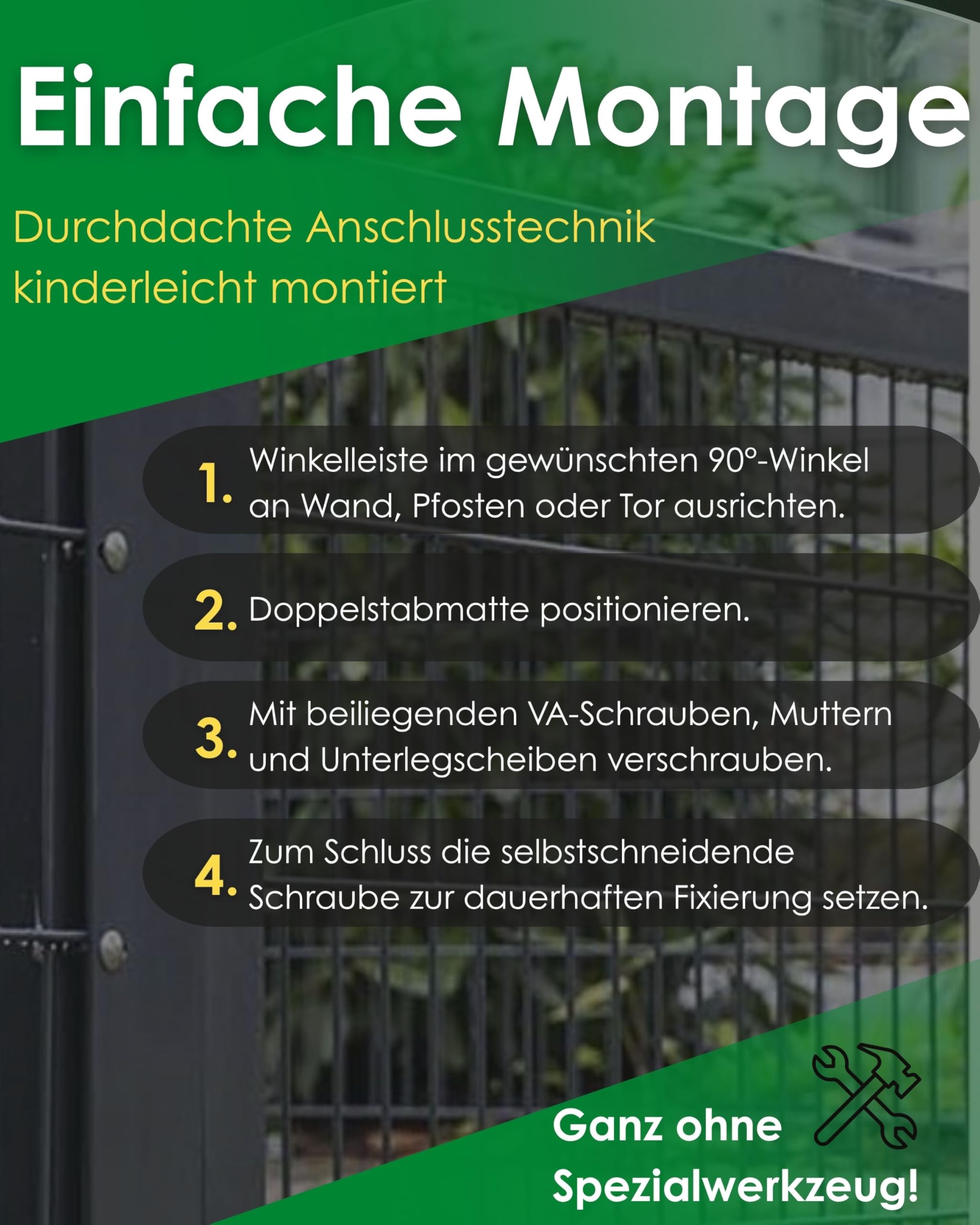 Winkelleiste Zaunanschluss aus Stahl für Doppelstabmattenzaun (RAL 7016 anthrazit Länge 1040mm)