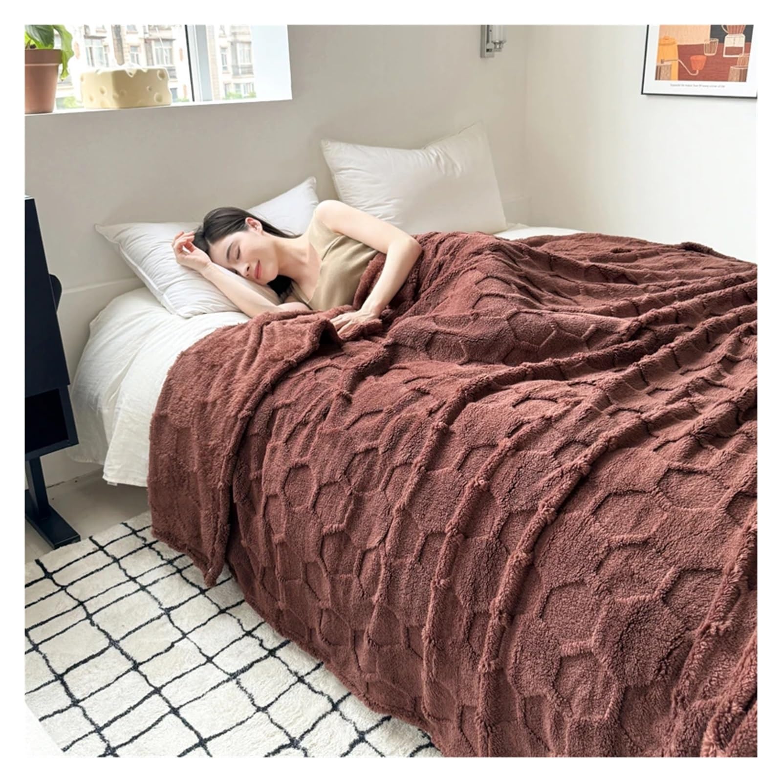 Manta de Franela cálida a Cuadros, Sábana Color sólido, sofá, Toalla, Chal for Siesta, Mantas amigables con la Piel para Sofá Peluch Cama(Zongse,200x230cm 1pc)