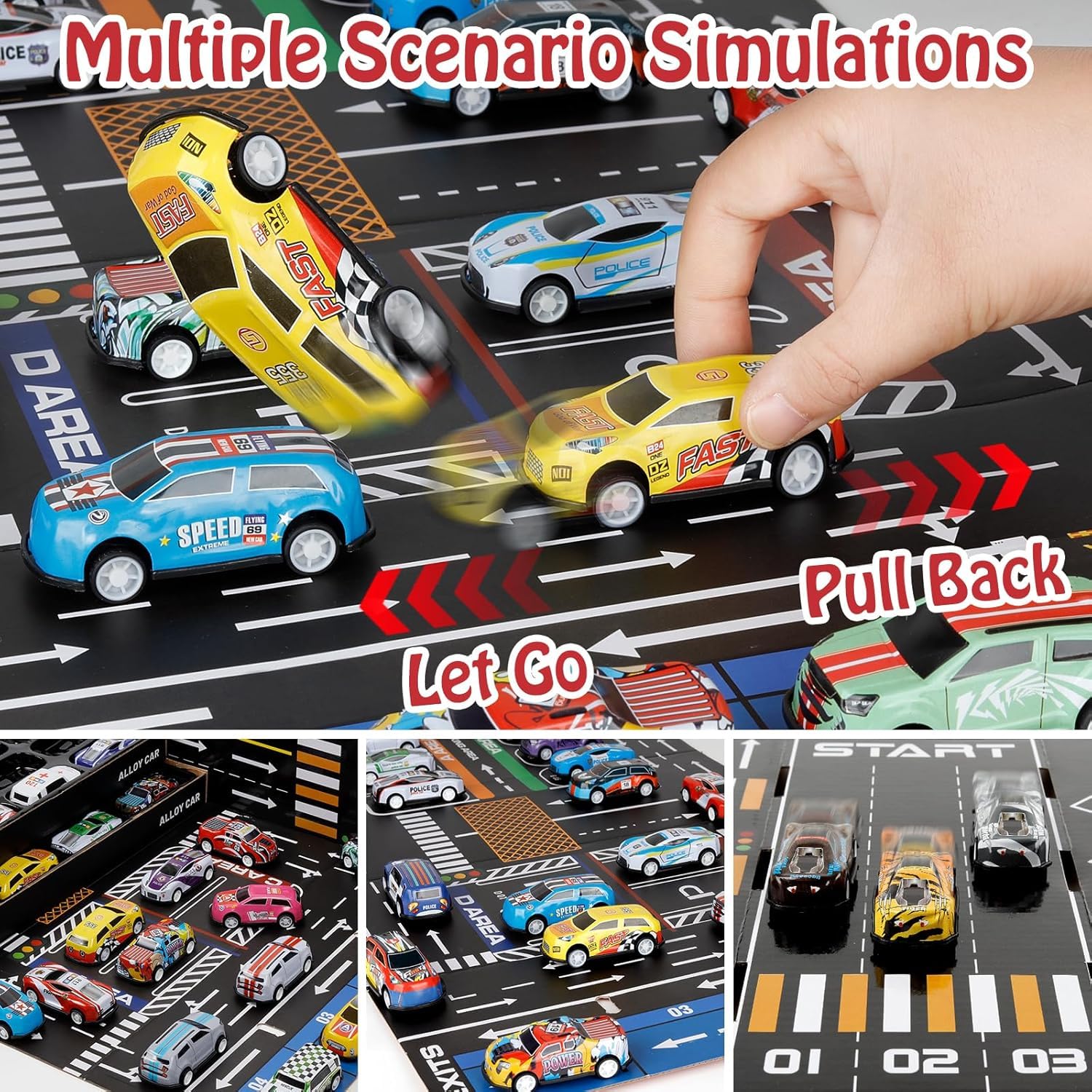 48 Pcs Pull Back Car Set, Alloy Racing Car Toys, Bulk Mental Trucks Toy Vehicles Set, Toy Cars for Kids Ages 3-8, Goodie Bag Stuffers, Mini Cars, Party Favors for Kids Boys & Girls