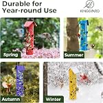Kingsyard Les mangeoires d'oiseaux en métal pour la suspension extérieure, 6-Ports Feeder d'oiseau de tube, 14 de pouce, durable & Étanche, grande capacité pour attirer les oiseaux sauvages (jaune)