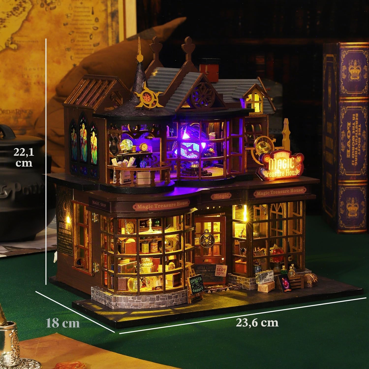 Mostop Kit de construction miniature en bois, maison de poupée lumineuse, idée créative pour enfants/adultes, maison magique