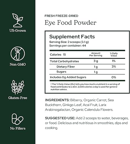 Miniatura 2 de Eclectic Institute Alimento para ojos liofilizado fresco crudo, polvo de alimentos integrales | 4.9 oz