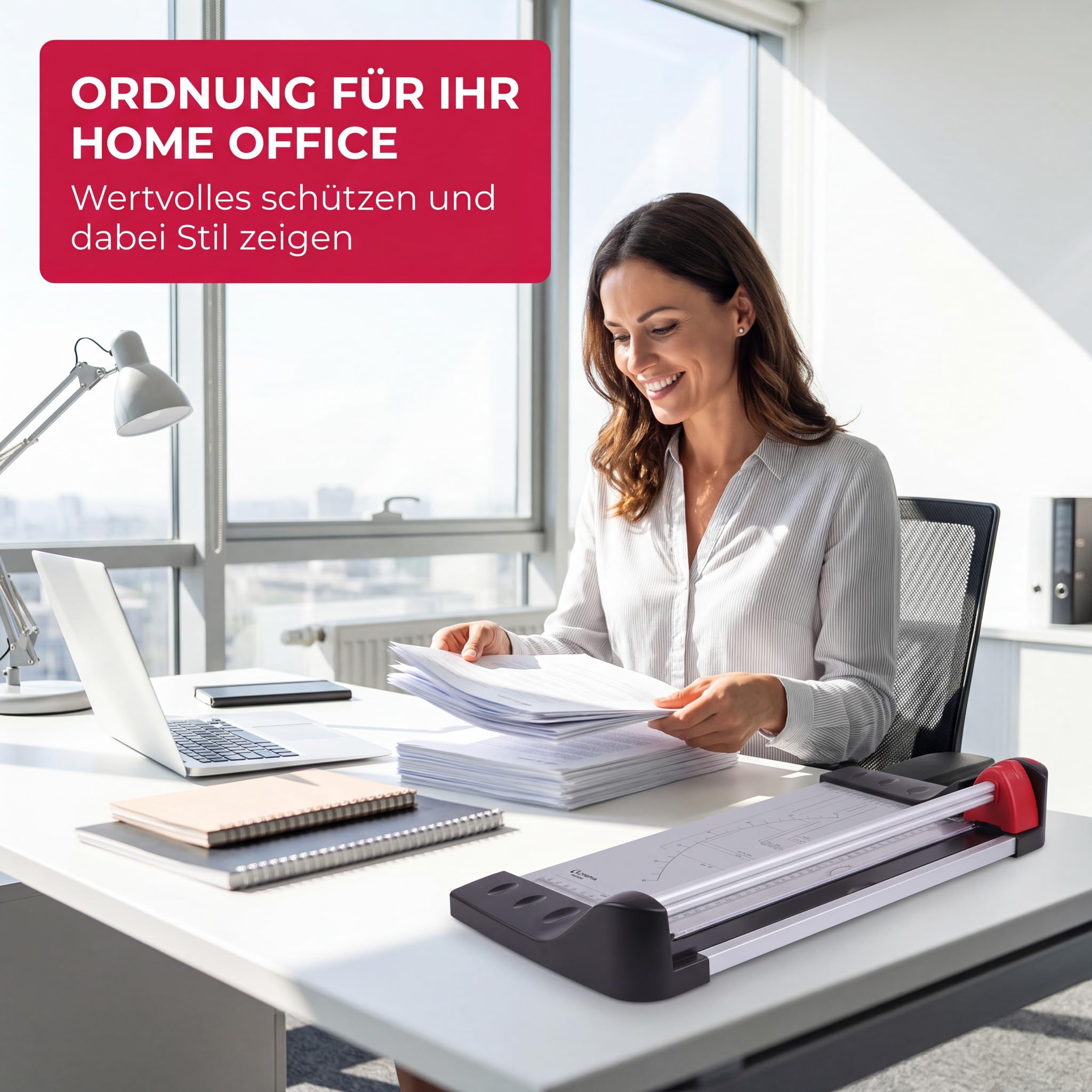 Olympia TR 3210 Rollenschneider A4 bis zu 10 Blatt Solide Metallplatte als Papierauflage | Ideal für Bastelarbeiten im Büro. Die kompakte Papierschneidemaschine mit sicherem Rundmesser eignet sich perfekt für Fotos