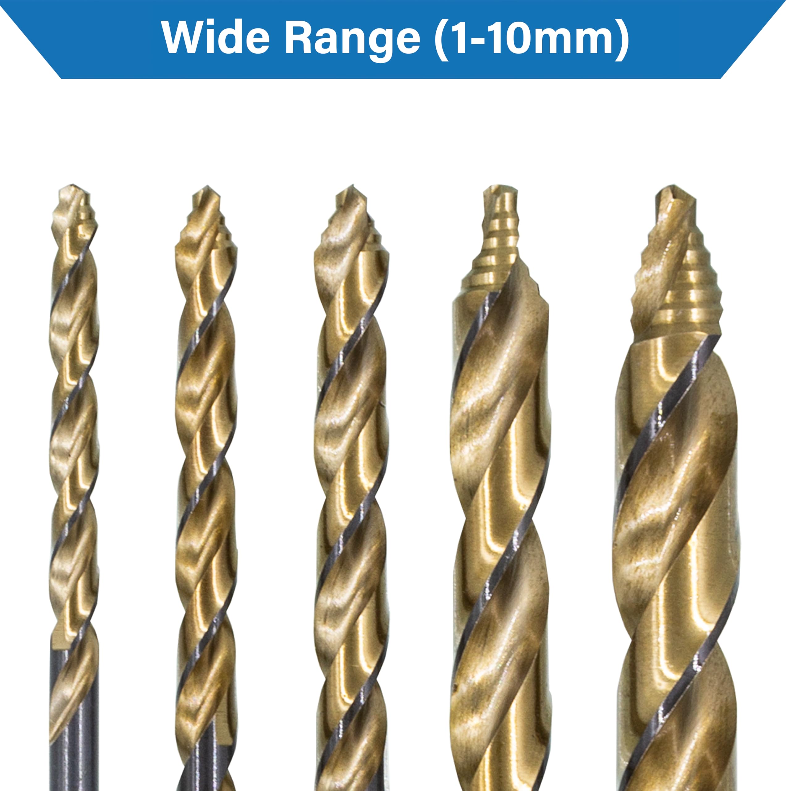 TJR® 1-10mm Spiralbohrer Set HSSE Cobalt 5% M35 19-teilig – Metallbohrer Set Edelstahlbohrer HSS Cobalt Bohrer Profi Präzisionsbohrer 0,5mm Stufung