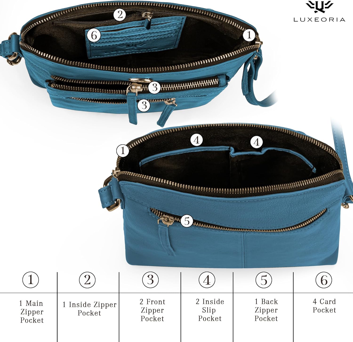 Genuine Leather Crossbody Bags for Women, Premium Handmade Leather Purses - Shoulder Handbags, Adjustable Strap - Image 4