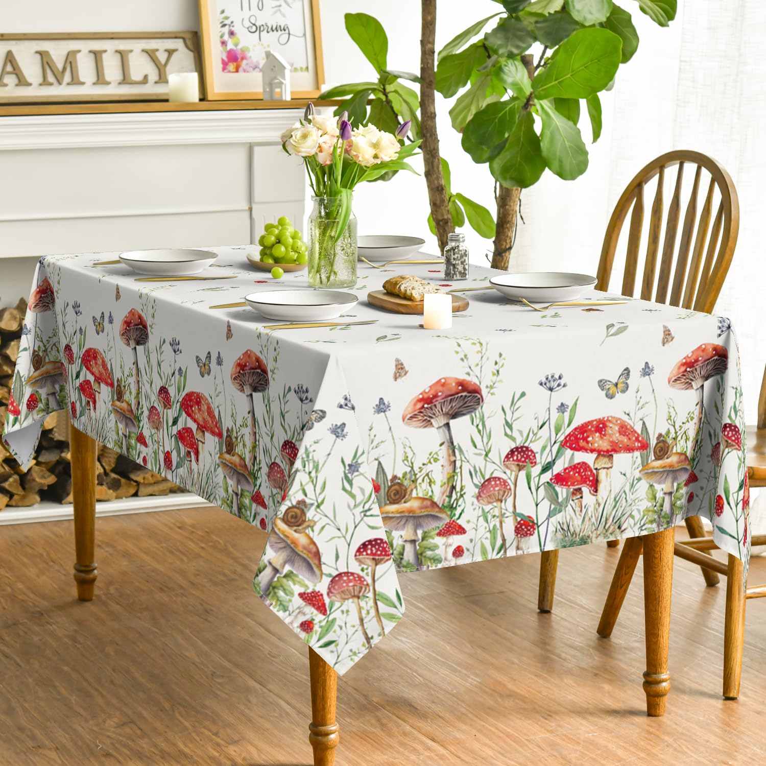 Horaldaily Wildflowers Butterfly Tablecloth – Washable 60x120 Inch For Picnic, Party & Farmhouse Decor - View #10