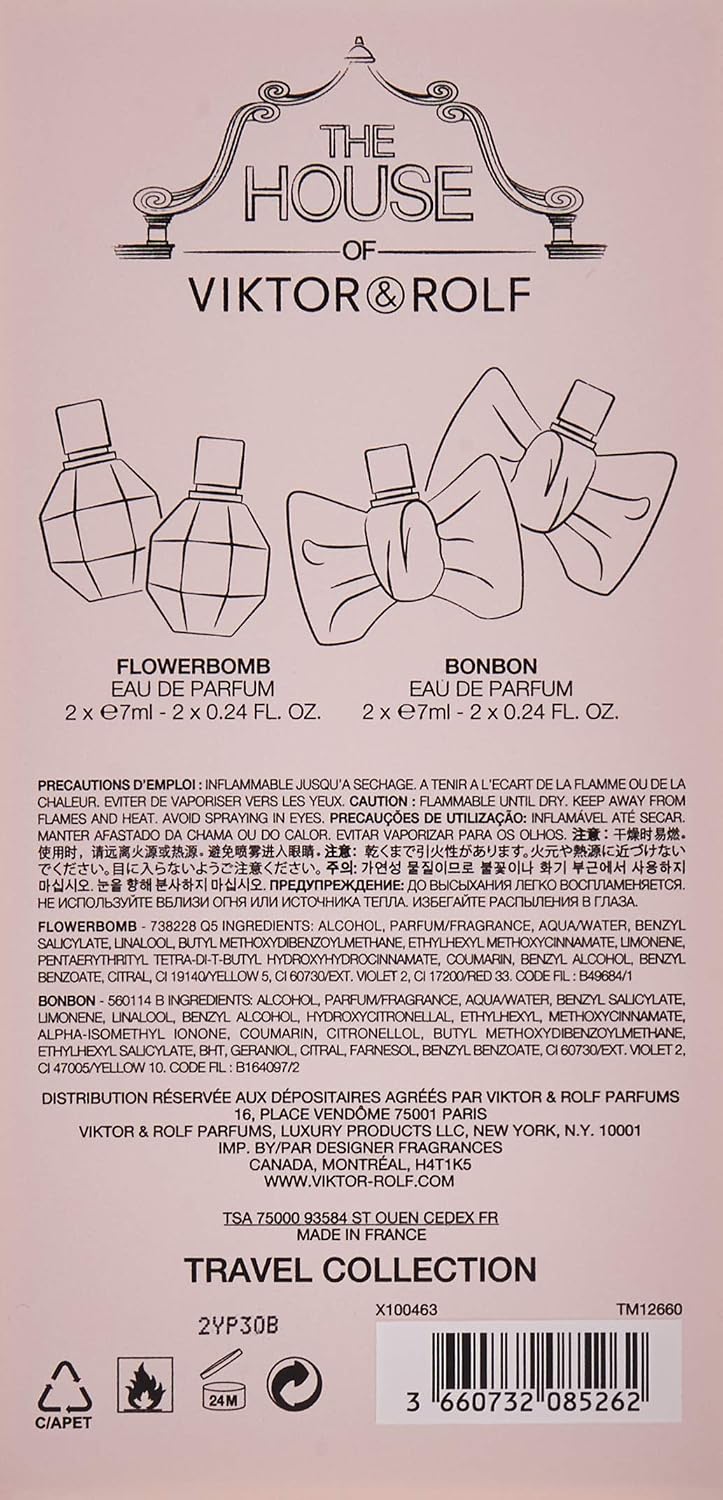 Viktor & Rolf Miniature Collection Flowerbomb Edp & Bonbon Edp Gift Set, PINK, 7 ml (Pack of 4) - Image 4