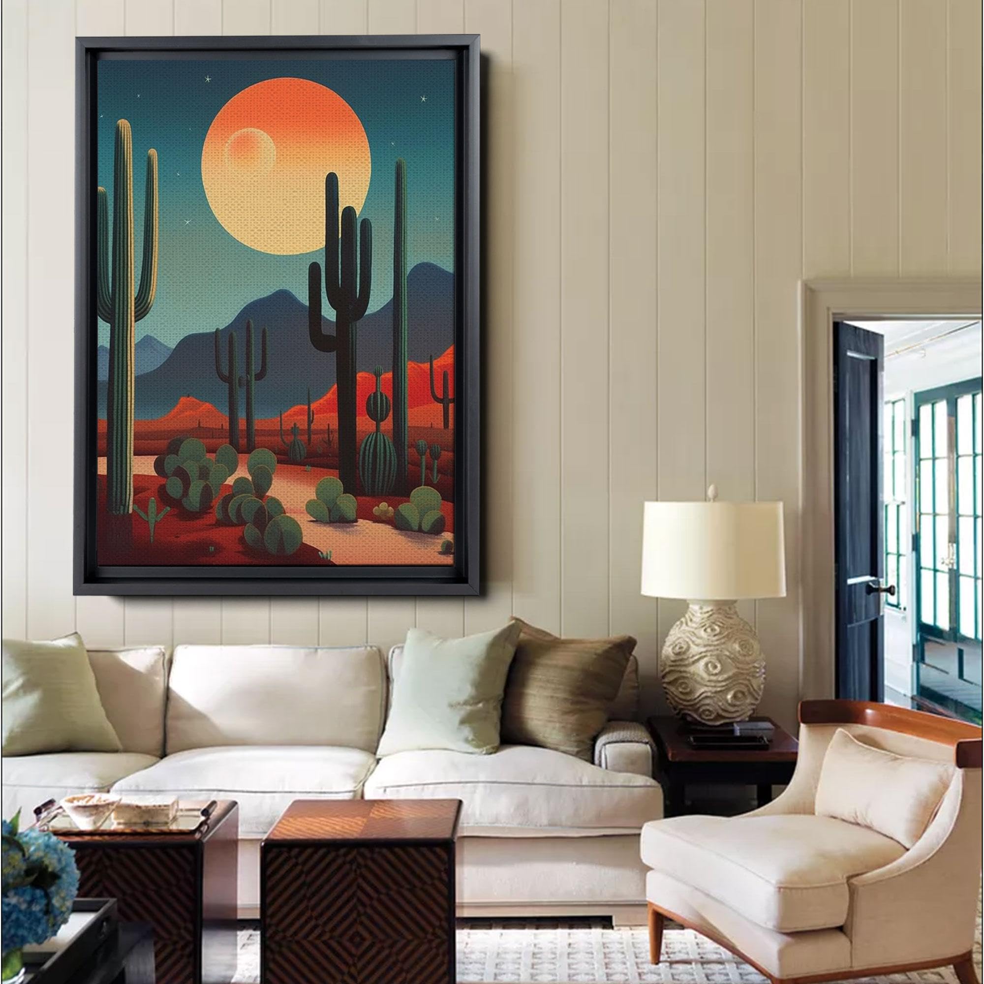 Amazon.com: Mid Century Desert Landscape Print, Abstract Cactus