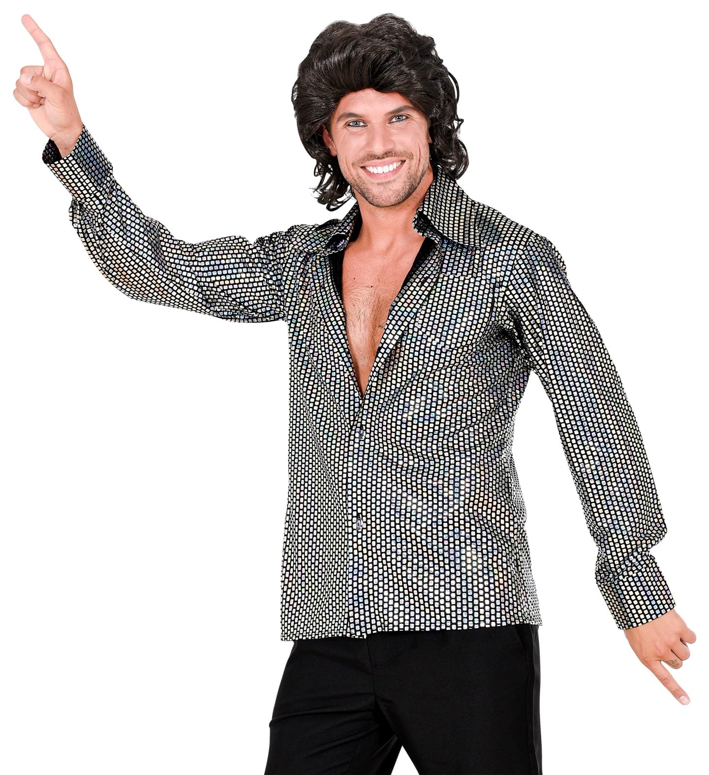 W WIDMANN MILANO Party Fashion - 70s shirt, disco style, men's shirt, fancy dress costumes
