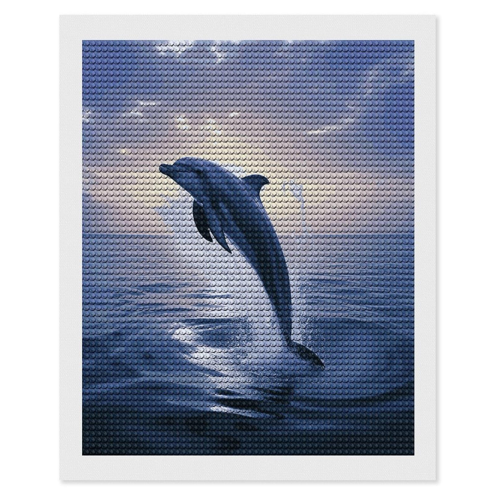 JTREHY Elegant Dolphin Diamond Art Kits Personalized DIY Round Diamond Painting Kits for Beginner Full Drill Diamonds Dots Paintings for Adults Gem Art Crafts Home Decor