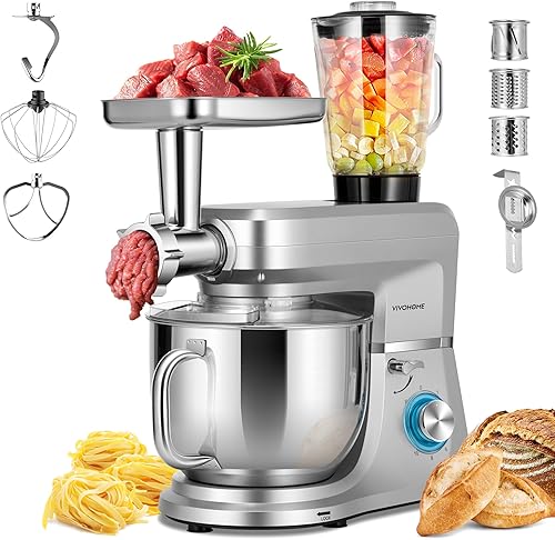 Miniatura 15 de VIVOHOME Mezclador de pie multifuncional 9 en 1 con fermentación, mezclador eléctrico de cocina de 6 velocidades y 7 cuartos con temporizador, Rojo