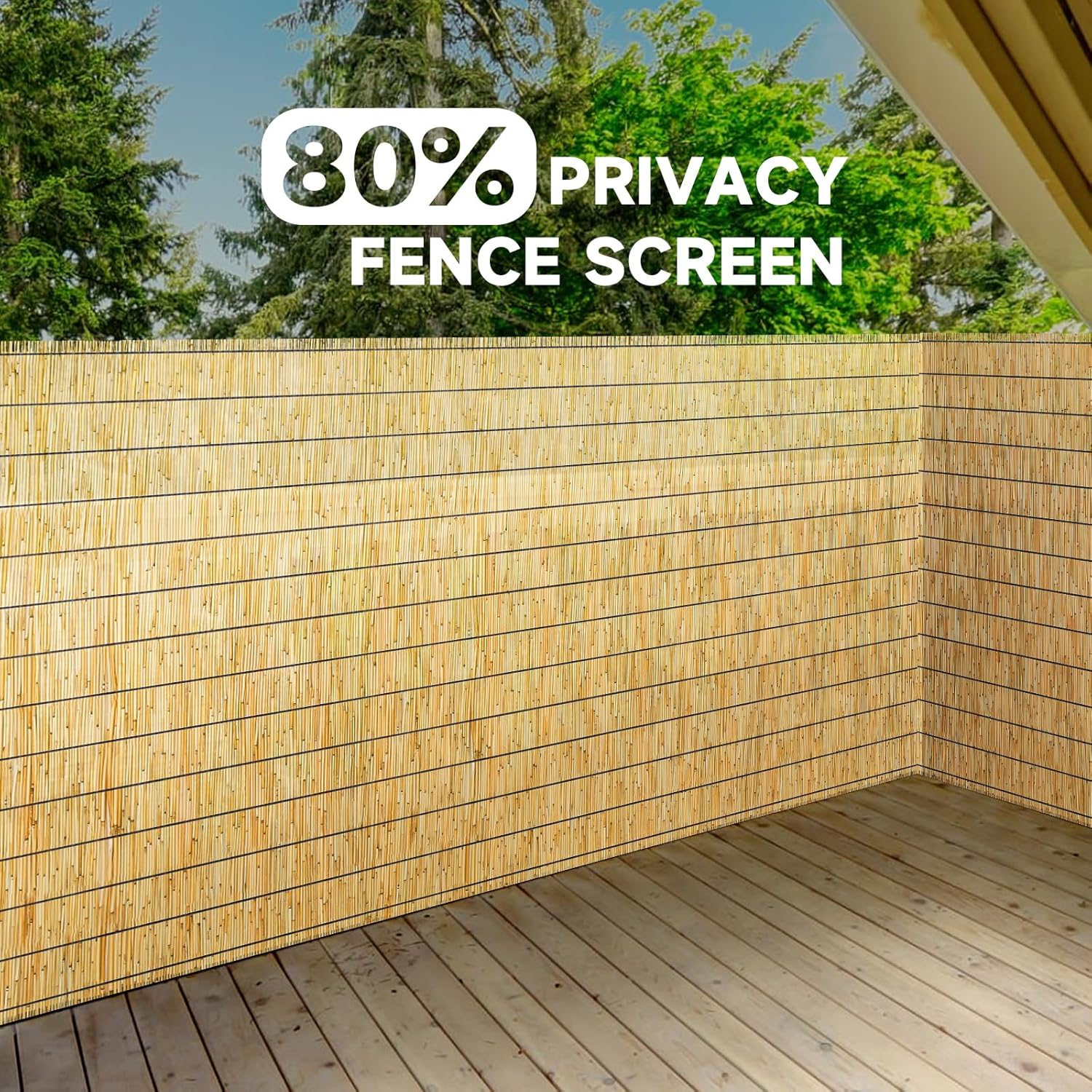 ZNCMRR Reed Fencing Rolls Natural Bamboo Fence 4 Feet High Privacy Screen Curtains Fence for Balcony Patio Garden Backyard Shades Outdoor 4FT X 16.4FT （Yellow）