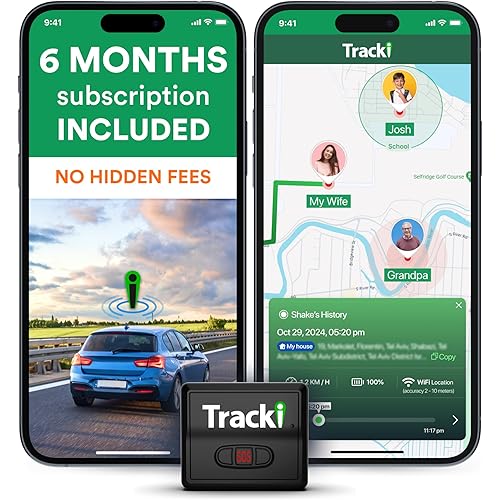 Tracki GPS Tracker for Vehicles, Car, Kids. Subscription Needed. US-Made Tech. 4G LTE GPS Tracking Device. Unlimited Distance, US & Worldwide. Small (Tracker) (Tracker 6-mo Subscription Incl.)