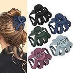 Lolalet Octopus Hair Claw Clips, 5 Pack Non-slip Jaw Clips Medium Hair Clamps for Thick Curly Long Hair, Wide Grip Hair Accessories for Women -Style E