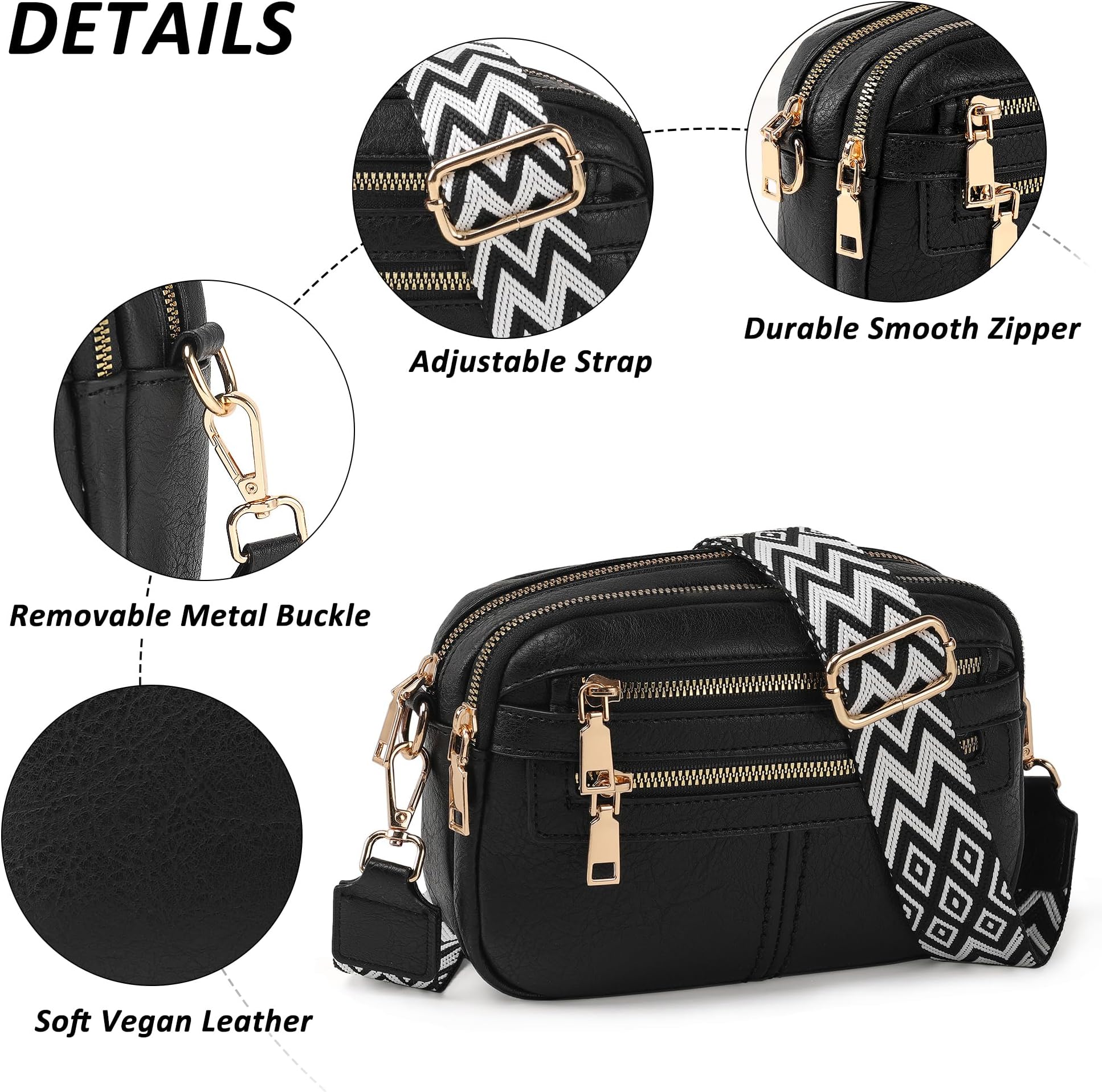 TANTOMI Crossbody Bags for Women, 6-Pockets Purses for Women, Vegan Leather Handbags Shoulder Bag for Travel Shopping