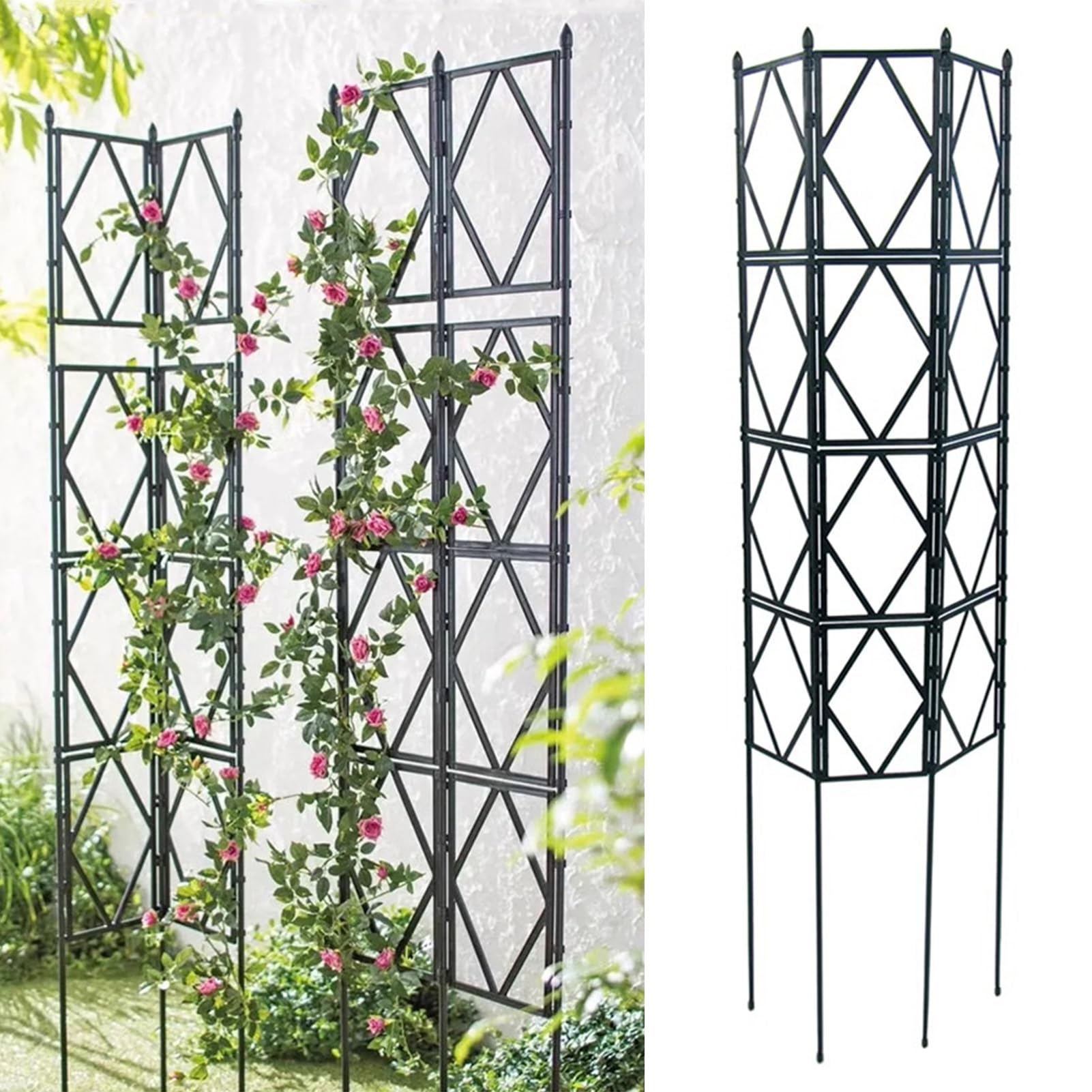 Składana kratka ogrodowa do pnączy, stojak na rośliny, stojak do pnączy, metalowa rama do roślin doniczkowych, winorośli, warzyw(60CMx150CM(2FTx5FT))