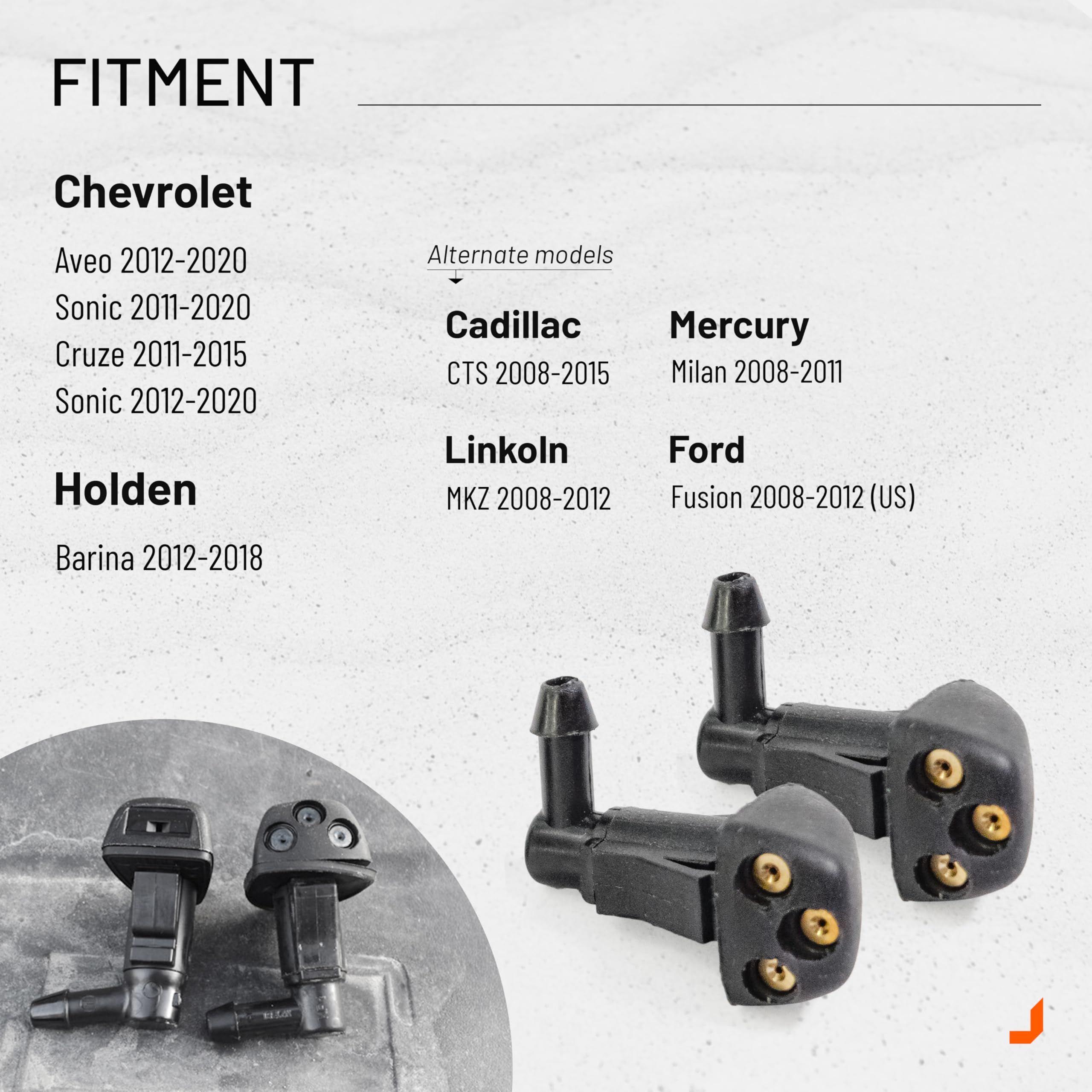 Click&Fit 2 szt. dysz spryskiwaczy do Chevroleta Aveo 2011-2020 I Chevrolet Cruze 2011-2015 zestaw natryskowy OE# 95962083