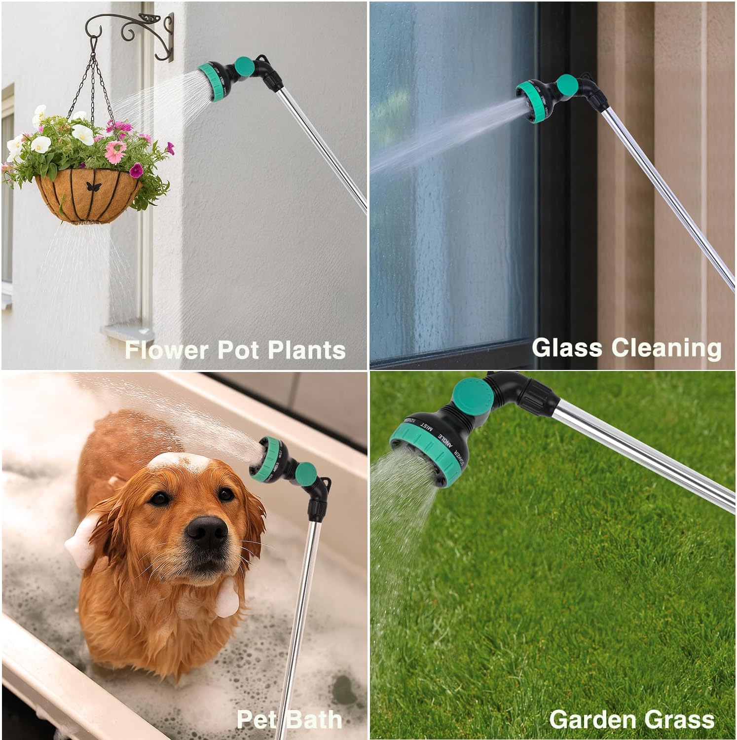 Yesker Watering Wand for Garden Hose, 35 Inch, 9 Spray Patterns, Adjustable Water Sprayer with Pivoting Head, Garden Hose Nozzle with Thumb Flow Control, Ideal for Water Hanging Baskets and Shrubs