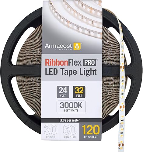Vista 30 de Armacost Lighting RibbonFlex Pro 166230 - Tira de luz LED blanca de 24 V, 120 LED/m, 5000K, 16 pies (16.4 ft) 5000K,2700K blanco cálido,Blanco