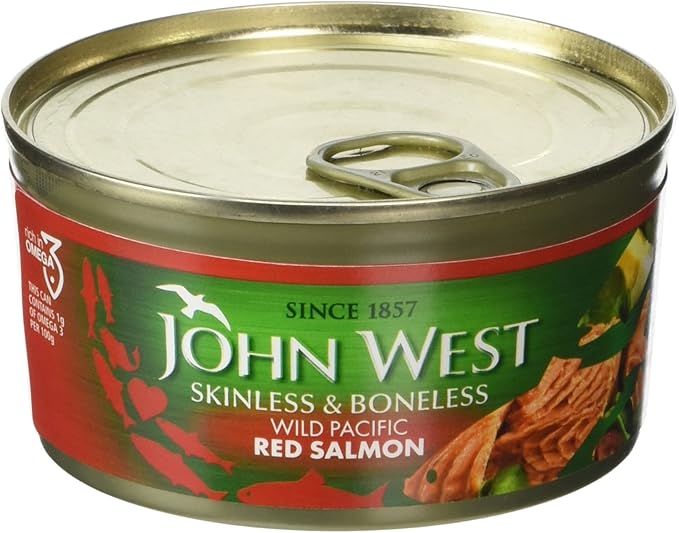 John West Skinless and Boneless Wild Pacific Red Salmon 170 g. High in