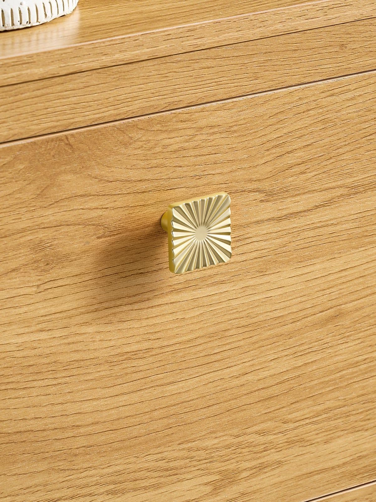 SORWDUERM 5 Pack Brushed Gold Cabinet Knobs Brass Flat Drawer Pulls Kitchen Cupboard Bathroom Dresser Cabinet Hardware Handles Zinc Alloy - Image 4