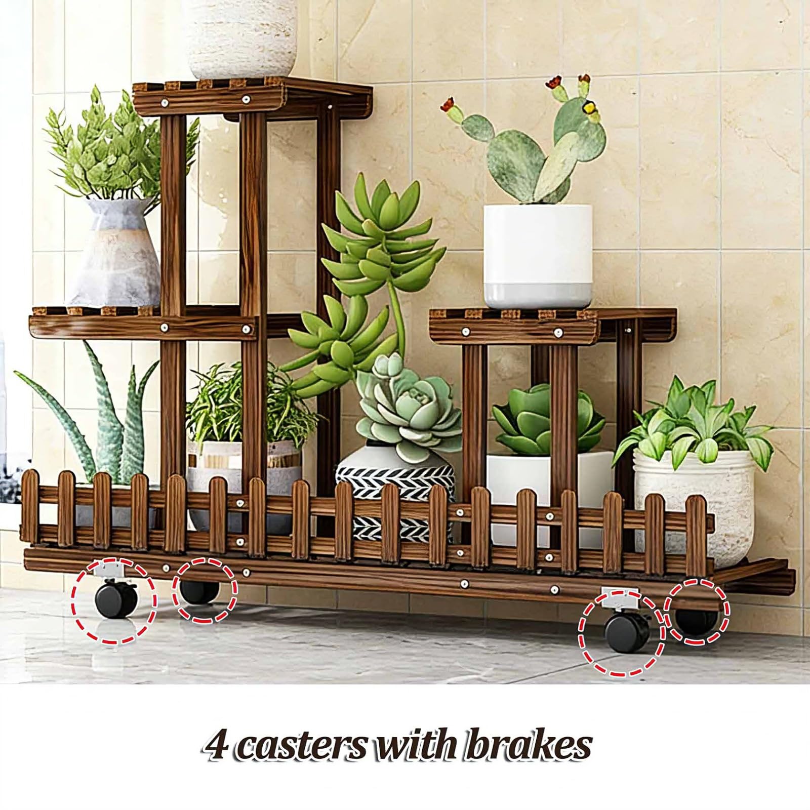 Étagère d'angle à 3 niveaux en bambou pour fleurs en pot, organisateur de rempotage pour jardin, terrasse, véranda et balcon