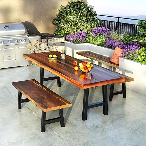 Miniatura 7 de TC-HOMENY Patas de mesa de banco de 16 pulgadas, juego de 2 patas de metal negro café para comedor (16 pulgadas)