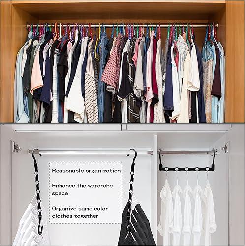 Miniatura 2 de Organizador de armario paquete de 12 organizadores de armario más fuertes y colgador de ropa con 5 agujeros para almacenamiento de ropa pesada
