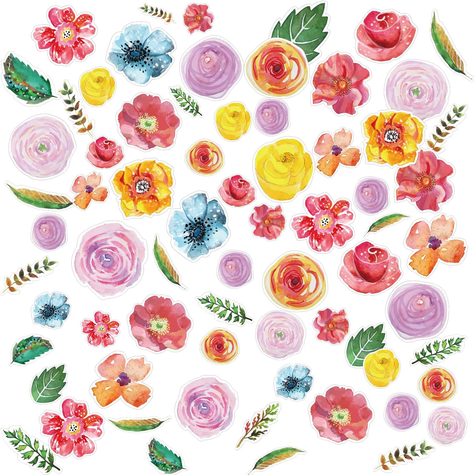 Seajan 72 Pieces Flowers Cut Outs Wildflowers Accents Watercolor Bright Blooms Cutouts Versatile Colorful Flowers Classroom Decoration for Bulletin Board School Office Birthday Party Baby Shower