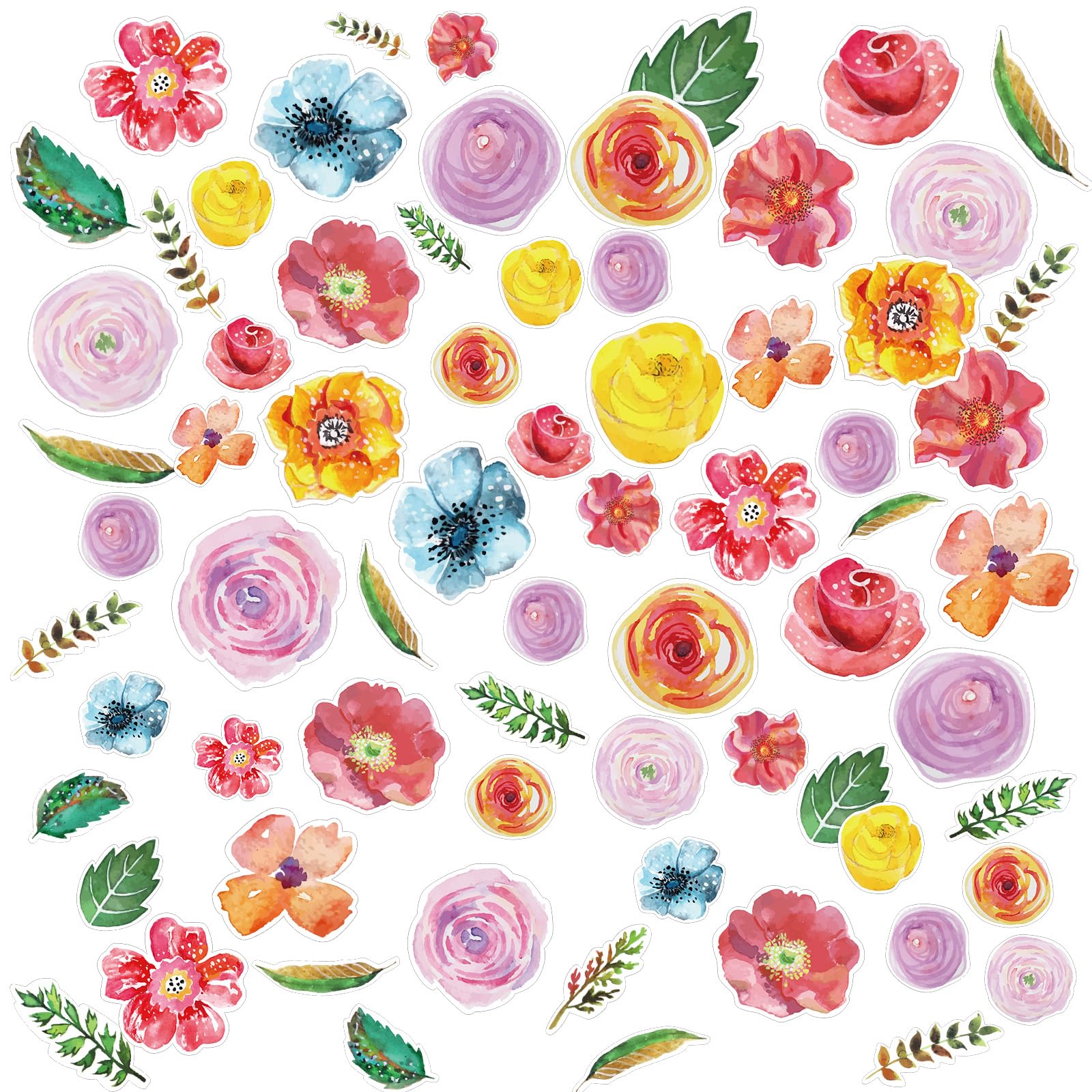 Seajan 72 Pieces Flowers Cut Outs Wildflowers Accents Watercolor Bright Blooms Cutouts Versatile Colorful Flowers Classroom Decoration for Bulletin Board School Office Birthday Party Baby Shower
