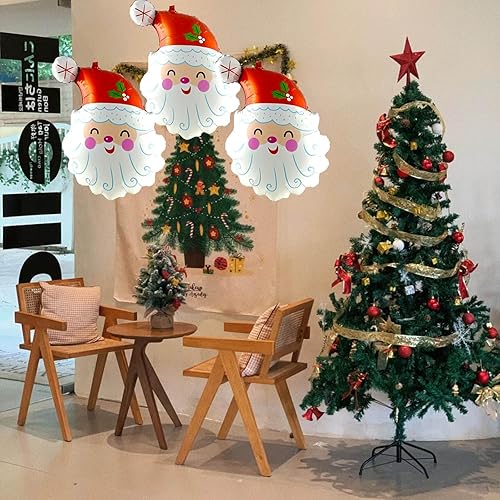 Miniatura 7 de 5 globos de Papá Noel, globos de papel de aluminio de Papá Noel para suministros de fiesta de Navidad, decoración de fiesta de cumpleaños