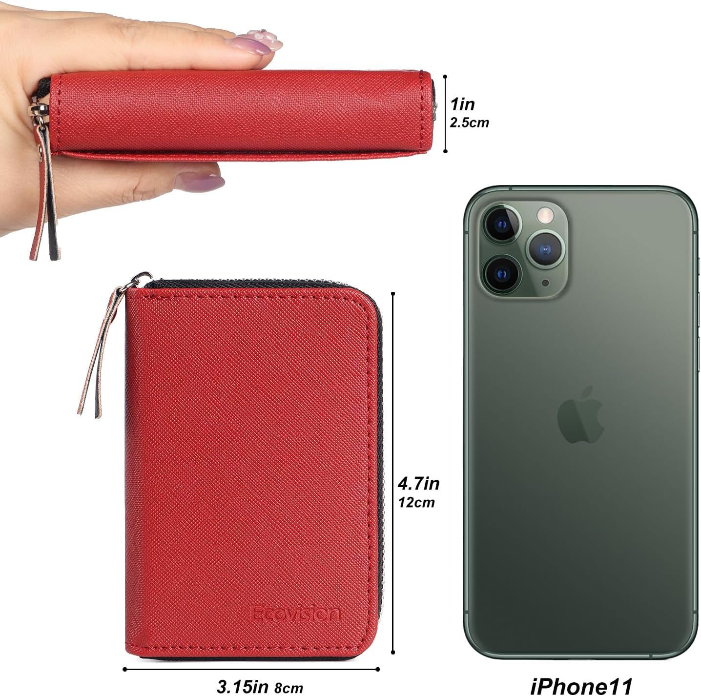 EcoVision Credit Card Holder RFID Card Case Wallet, Small Accordion Zipper Card Case Holder, Card Organizer Case for Women Men - Image 7