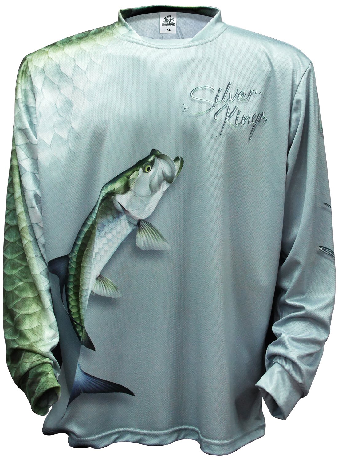 Bigfish Silver Kings Silver UPF50 Long Sleeve Performance Fishing Shirt