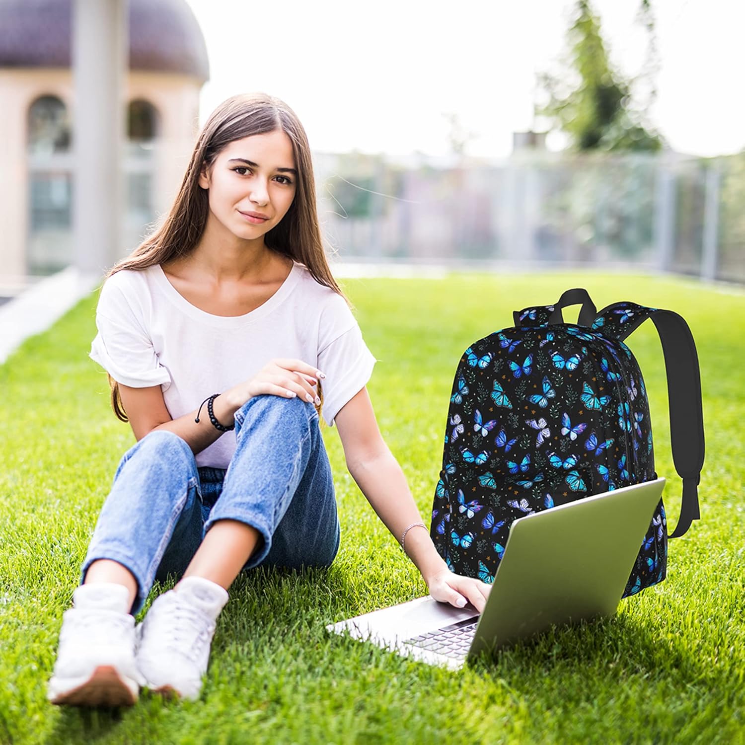 Butterflies Backpack for Women 16.7 Inch Laptop Backpack/Lightweight Waterproof Travel Daypack, Hiking & Work Bag - Image 7