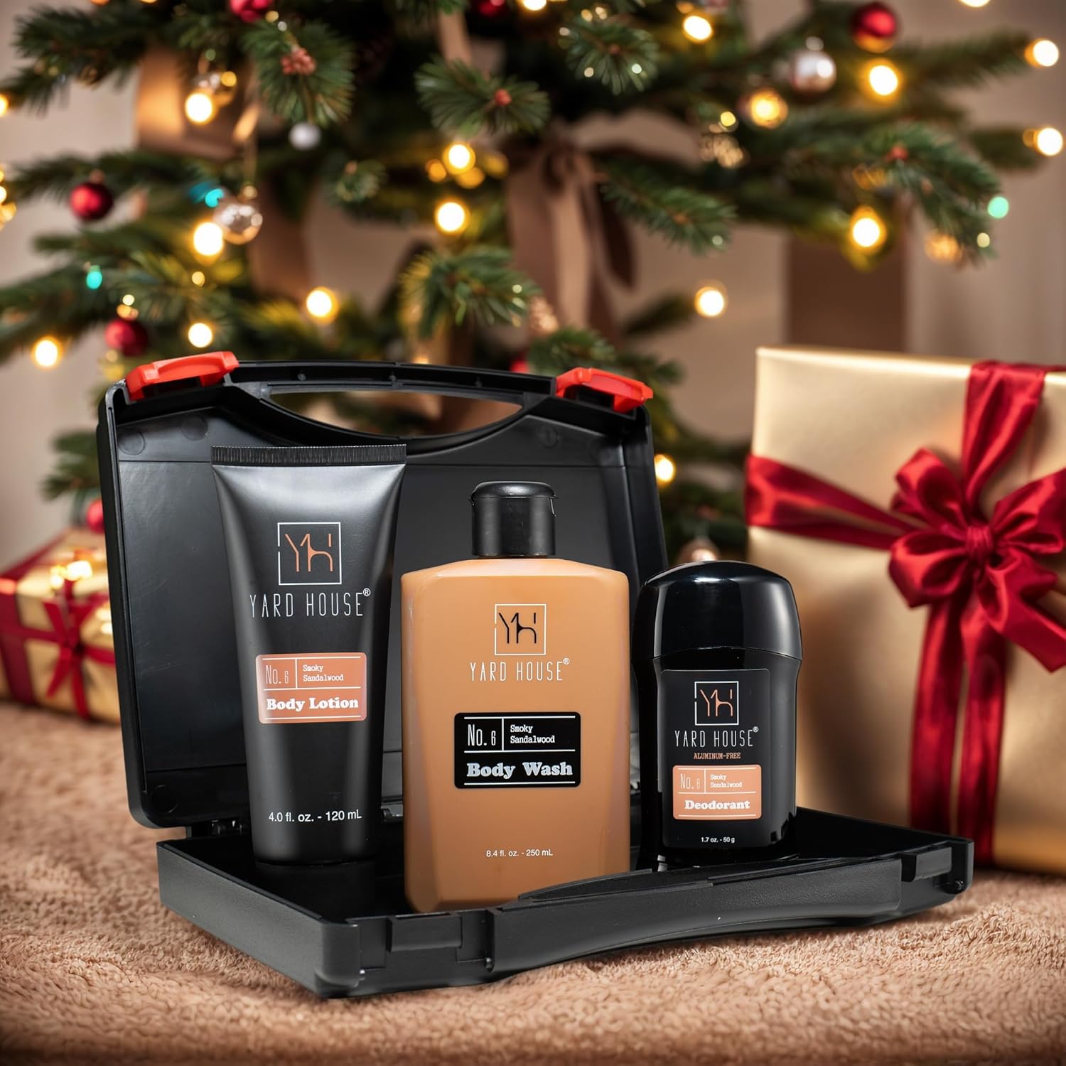 Men’s Bath Gift Set – Smoky Sandalwood | 4-Piece Grooming Kit with Body Wash, Body Lotion & Deodorant in Travel Toolbox Case – Perfect for Father’s Day, Christmas, Birthdays & Holidays - Image 5