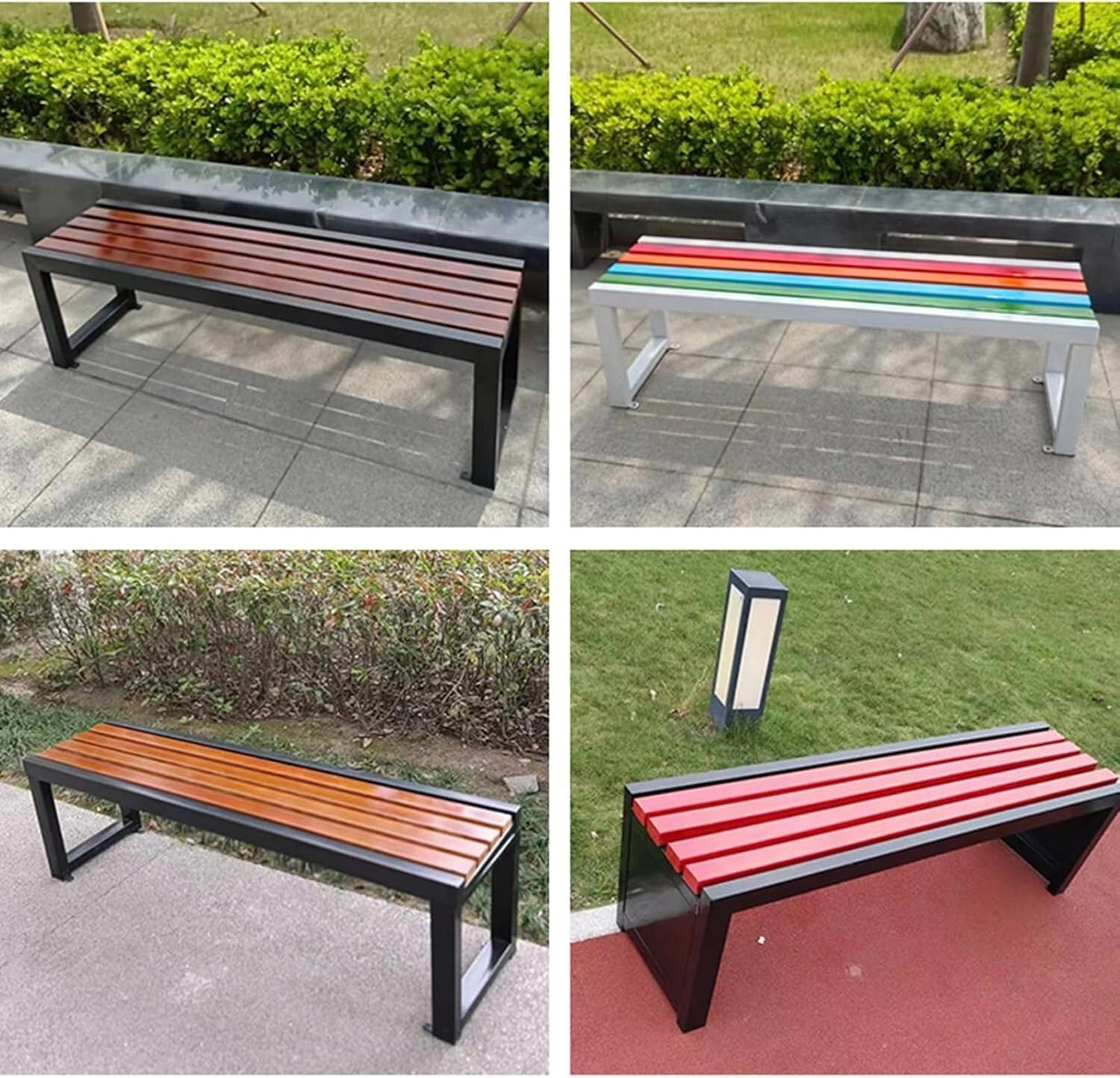 Outdoor Garden Benches, Terrace Benches with Flat Noodles Seats, Backless Benches, Suitable for Gardens, Porches, Parks(100cm/39in)