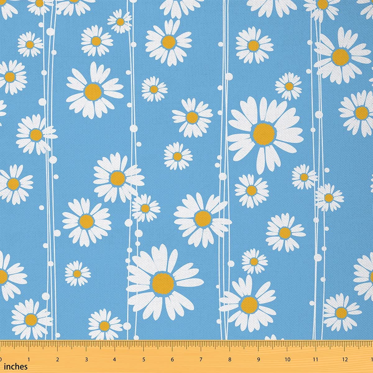 Richhome Multi 19 70S Groovy Daisy Fabric By The Yard Cartoon Retro Wild Flowers Decor Fabric For Sewing Lovers Vintage Hippie Floral Rustic Style Fabric For Bed Outdoor Indoor Diy Projects 5 Yards