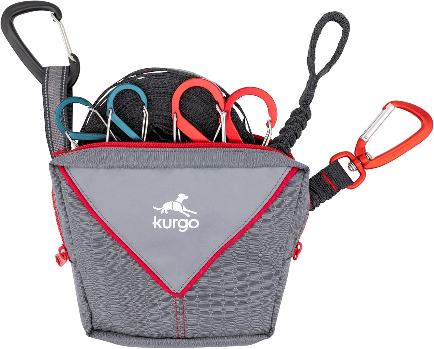 Kurgo Ridgeline Dog Tie Out for Camping,Outdoor Dog Run Zipline,Portable Camp Gear Line,Includes-Carry Pouch,30 ft Tree-Friendly Line,4 S-Clips,and Swivel Bungee Tether for Leash Attachment,Gray