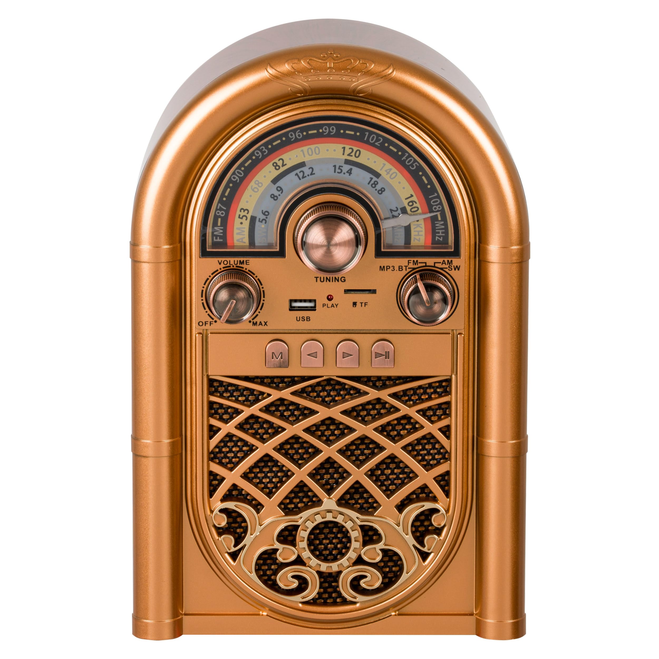 Retropolis New Orleans – Retro Radio mit Bluetooth 5.0, Tragbares Radio FM/AM/SW, 1200mAh Akku, USB/microSD MP3-Player, Powerbank-Funktion, Netz- und Batteriebetrieb