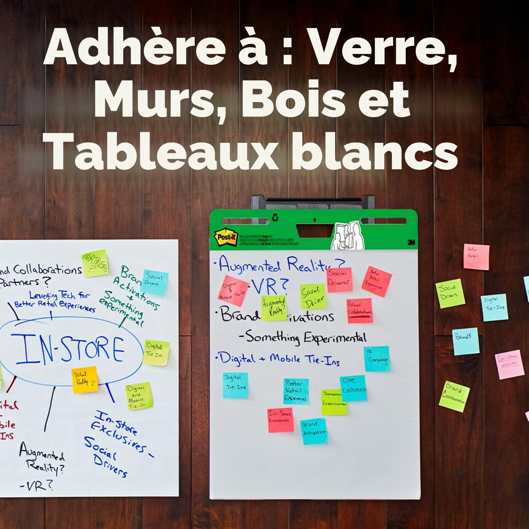 Post-it Super Sticky Meeting Charts, Recyclé, 2 Blocs, 30 Feuilles par Bloc, 63;5 cm x 76;2 cm, Couleur Blanche - Paperboard Adhésif Repositionnable pour Réunions et Sessions de Brainstorming