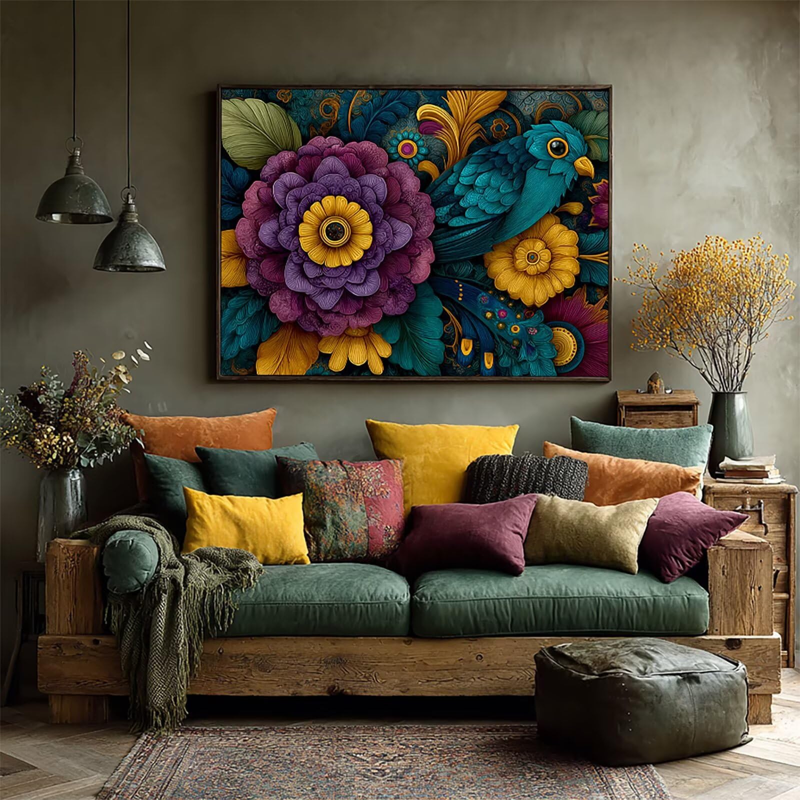 Vogel Diamond Painting, obraz diamentowy 5D, obraz typu "zrób to sam", zestaw do malowania diamentami, dla dorosłych, dekoracja do salonu, 90 x 60 cm, G-1698