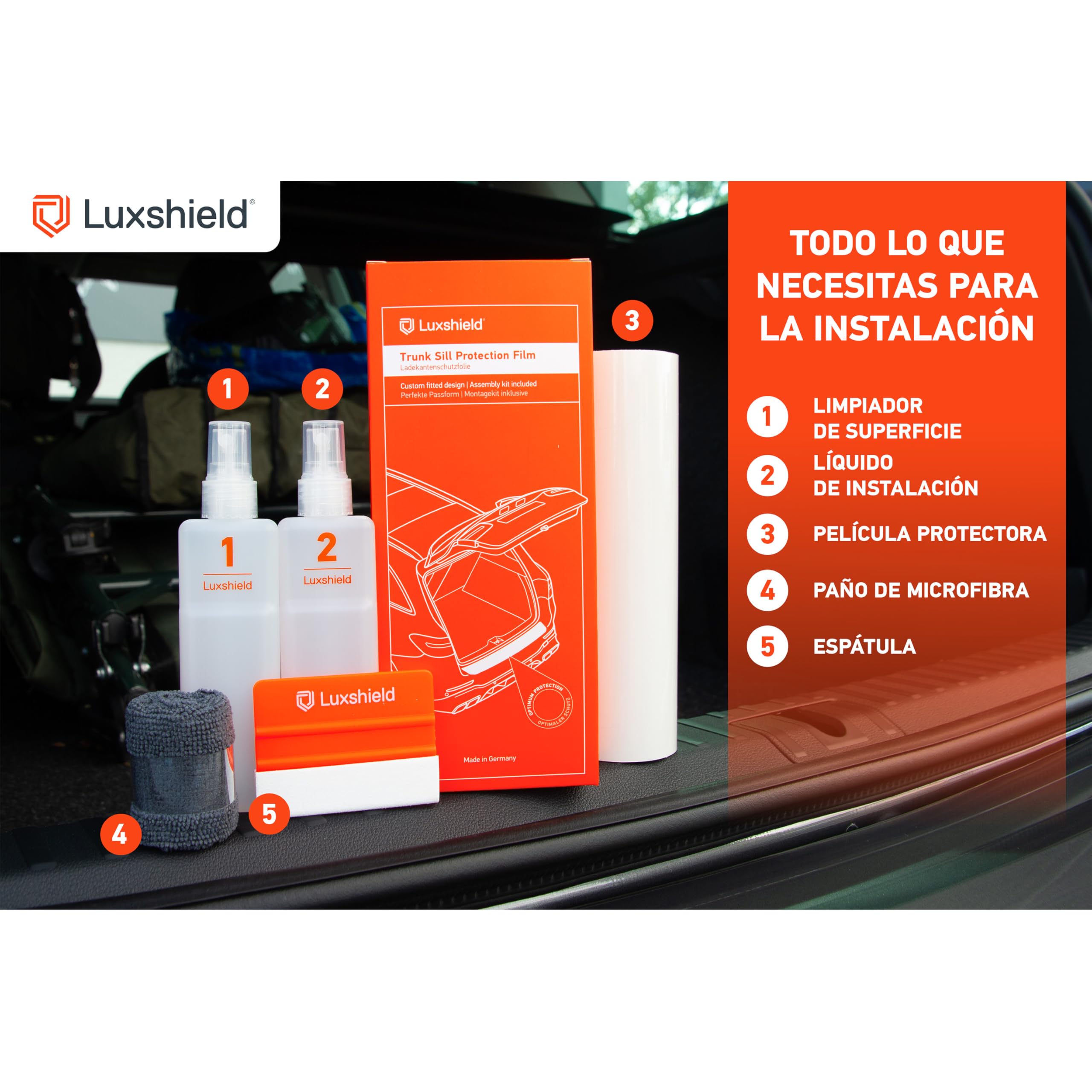 Luxshield Película Protectora Maletero Juego Completo para Mercedes Benz GLC 2 (II) X254 I 2022-2026 - Protección Parachoques contra Rasguños, Pintura - Transparente