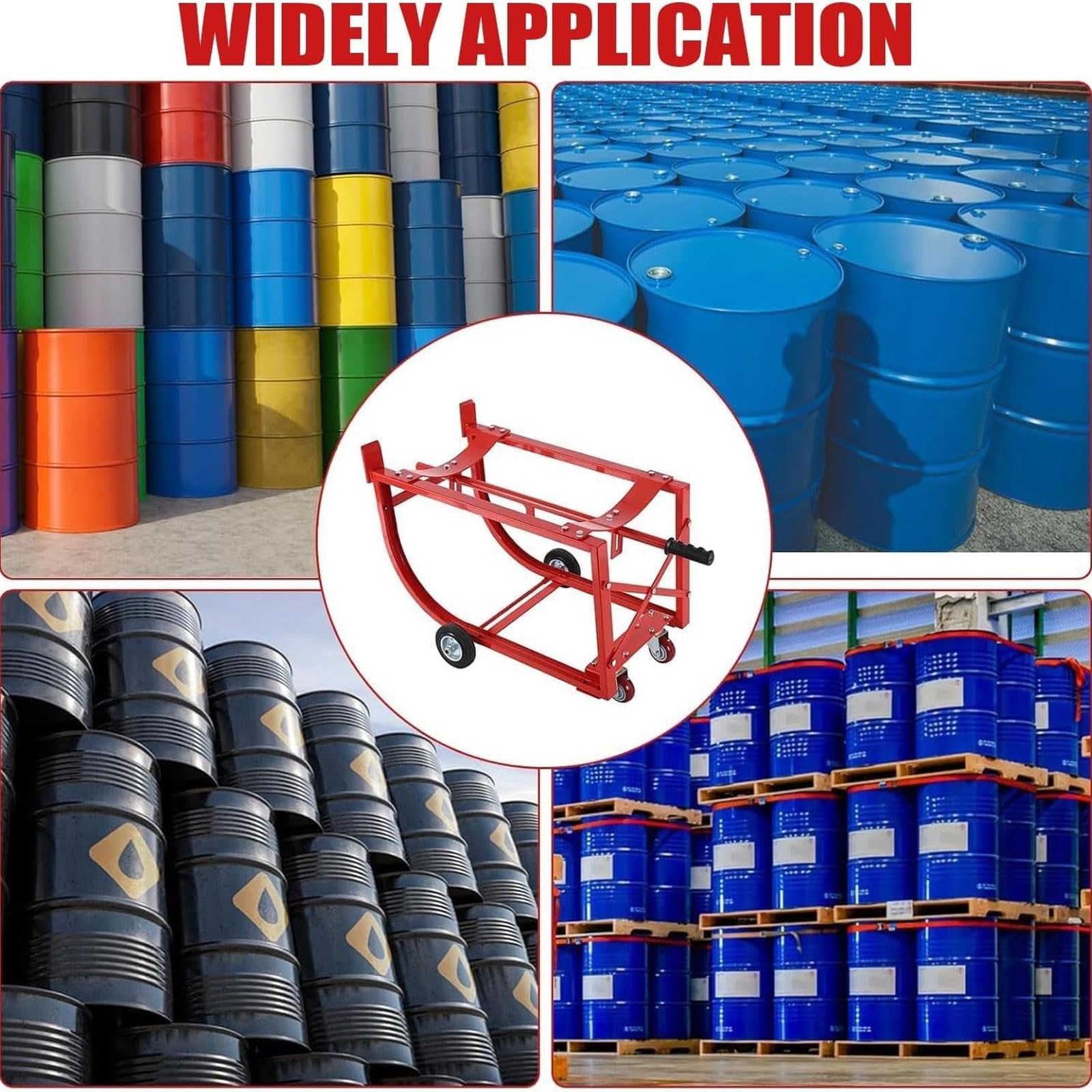 Carrello Per Fusti Di Petrolio Manuale Da 55 Galloni, Rastrelliera Per Fusti Di Petrolio Con Capacità Di 600 Libbre Con Ruote, Culla Per La Movimentazione Di Fusti In Acciaio Per Fabbriche, Officine