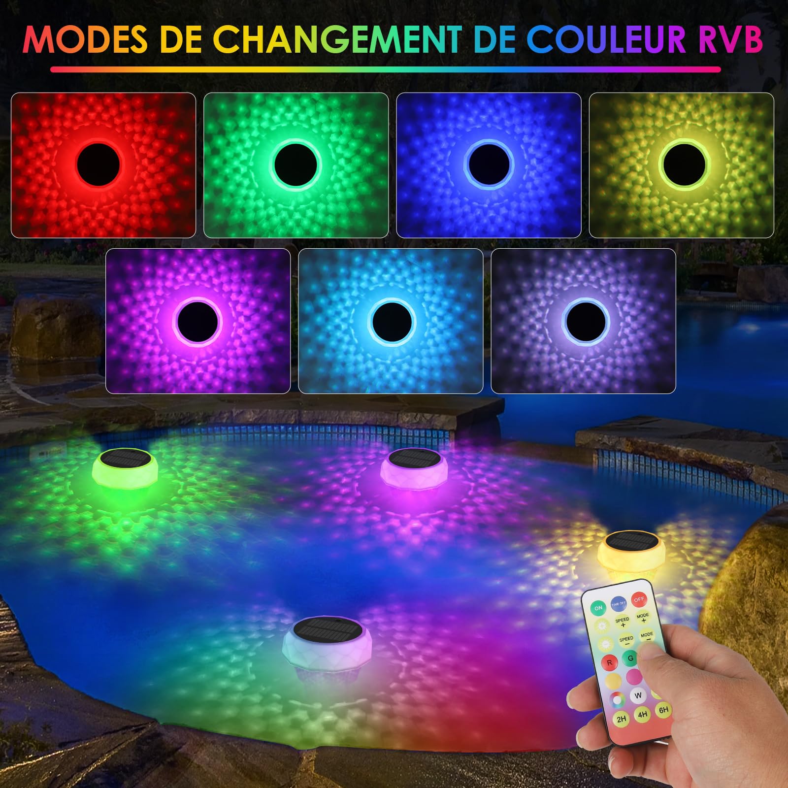 ZWOOS Diffuseur Chlore Piscine, Flotteur Chlore Piscine, Distributeur Chlore Piscine avec Doseur Flottant Extensible (Vide), Lampe Solaire Piscine Flottante avec Télécommande, Distributeur de Chlore