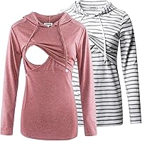 Vista 20 de GINKANA Sudadera con capucha para mujer, manga larga, lactancia materna, ropa casual