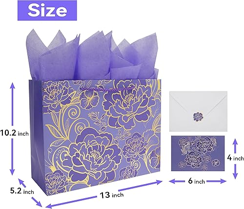 Miniatura 2 de Qirrmiy Juego de bolsa de regalo grande de 13 pulgadas con tarjeta de felicitación y papel de seda para mujeres o niñas para celebrar cumpleaños,