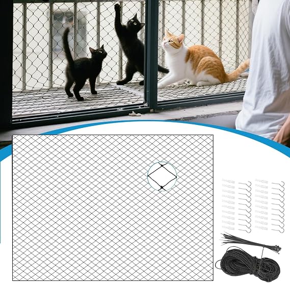 Cat Balcony Protection - Pets Anti-Fall Mesh Fence - Fence Safety Screen Protector for Garden Apartment Outdoor Deck Staircase Indoor Safety Window Patio