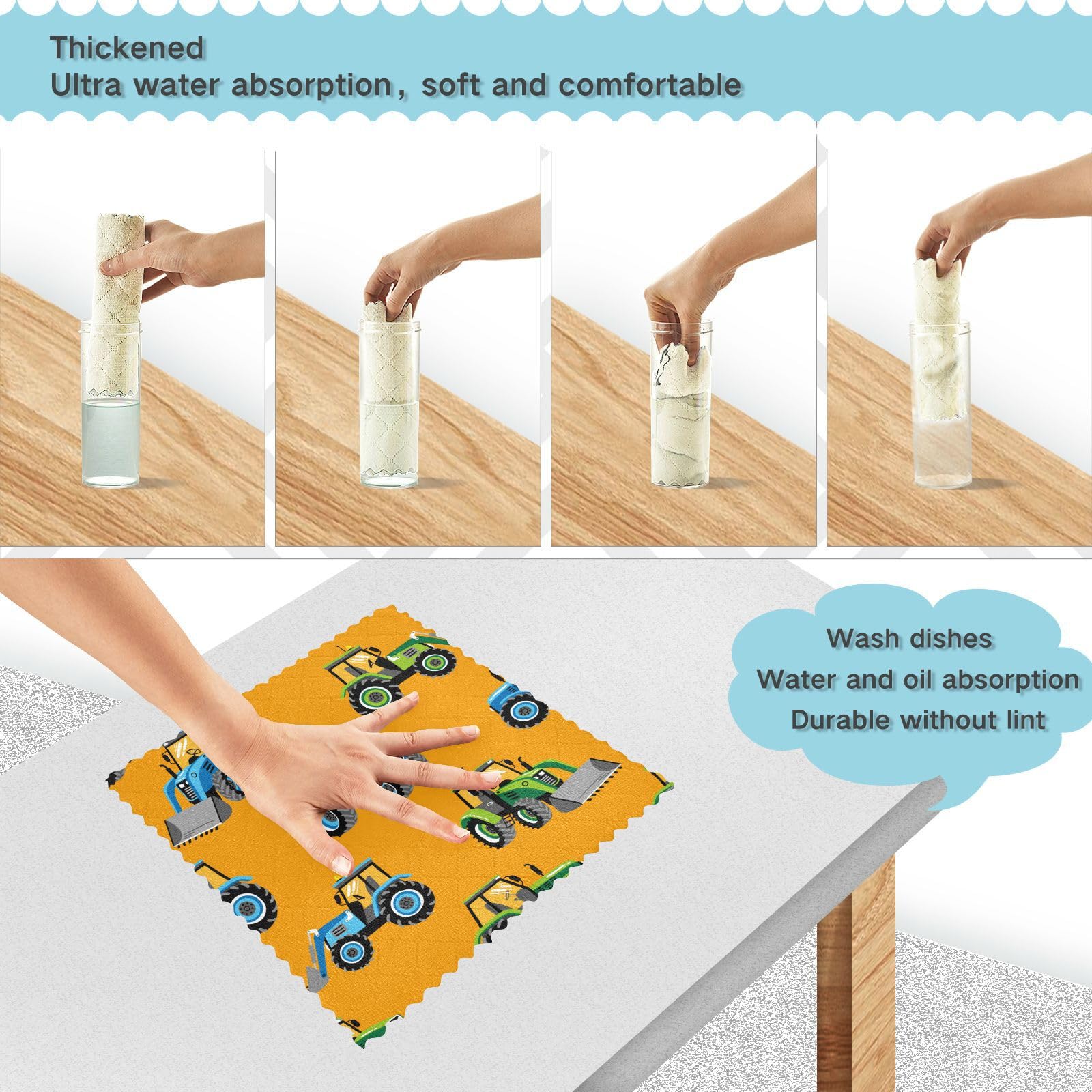 6 Strofinacci Da Cucina In Microfibra 28x28 Cm – Morbidi, Assorbenti E Con Stampa Longhorn Bull