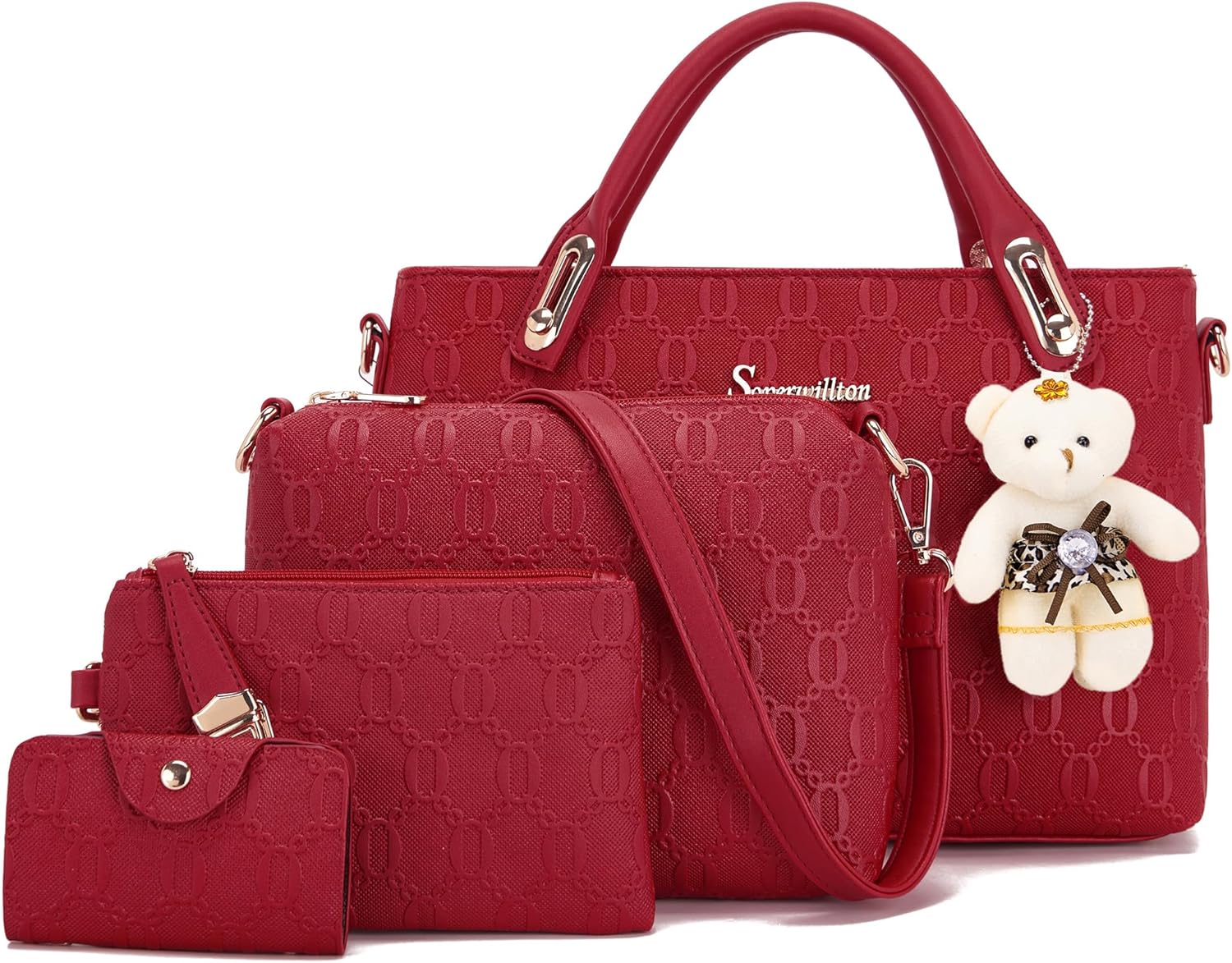 Purse for Women Fashion Medium Shoulder Bag Crossbody Bag Top Handle Tote Handbag Set 4PCS