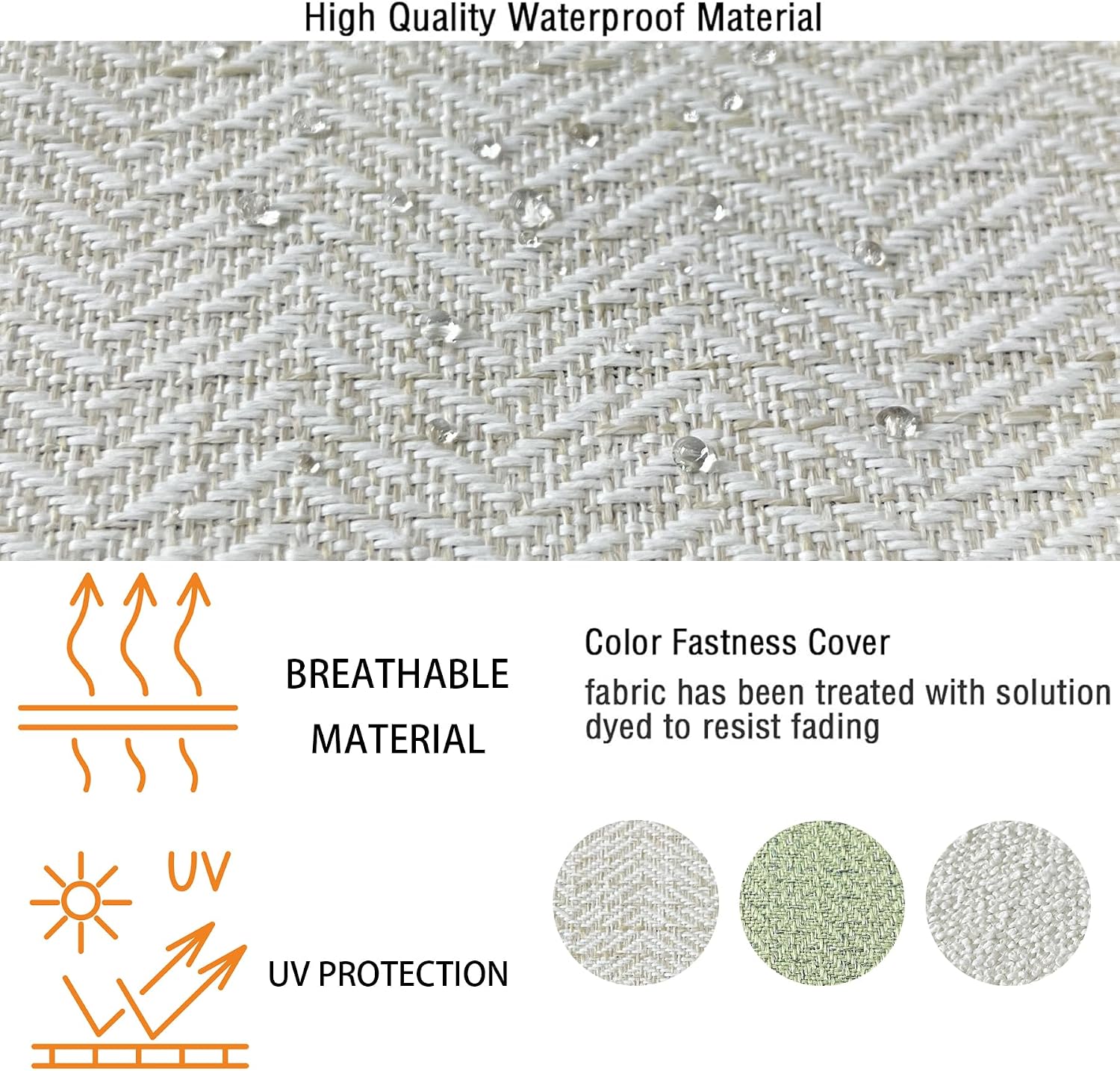 COZYVIDA Outdoor Deep Seat Cushion Set of 2, 24"x24" Seat & 25"x22.5" Back, C0 Water-Resistant Breathable Polyester, UV-Resistant 1000+ Hrs, 30D Foam with Recycled Fiber Fill,Cream White Bamboo